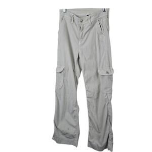 American Eagle Cargo Pants Cream  Carpenter Stretch Pockets Wide Leg Baggy 00